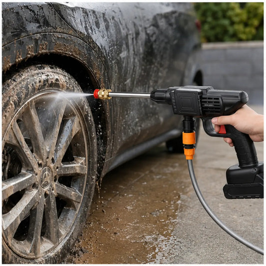 Cordless High-Pressure Cleaning Spray Gun — Product in use