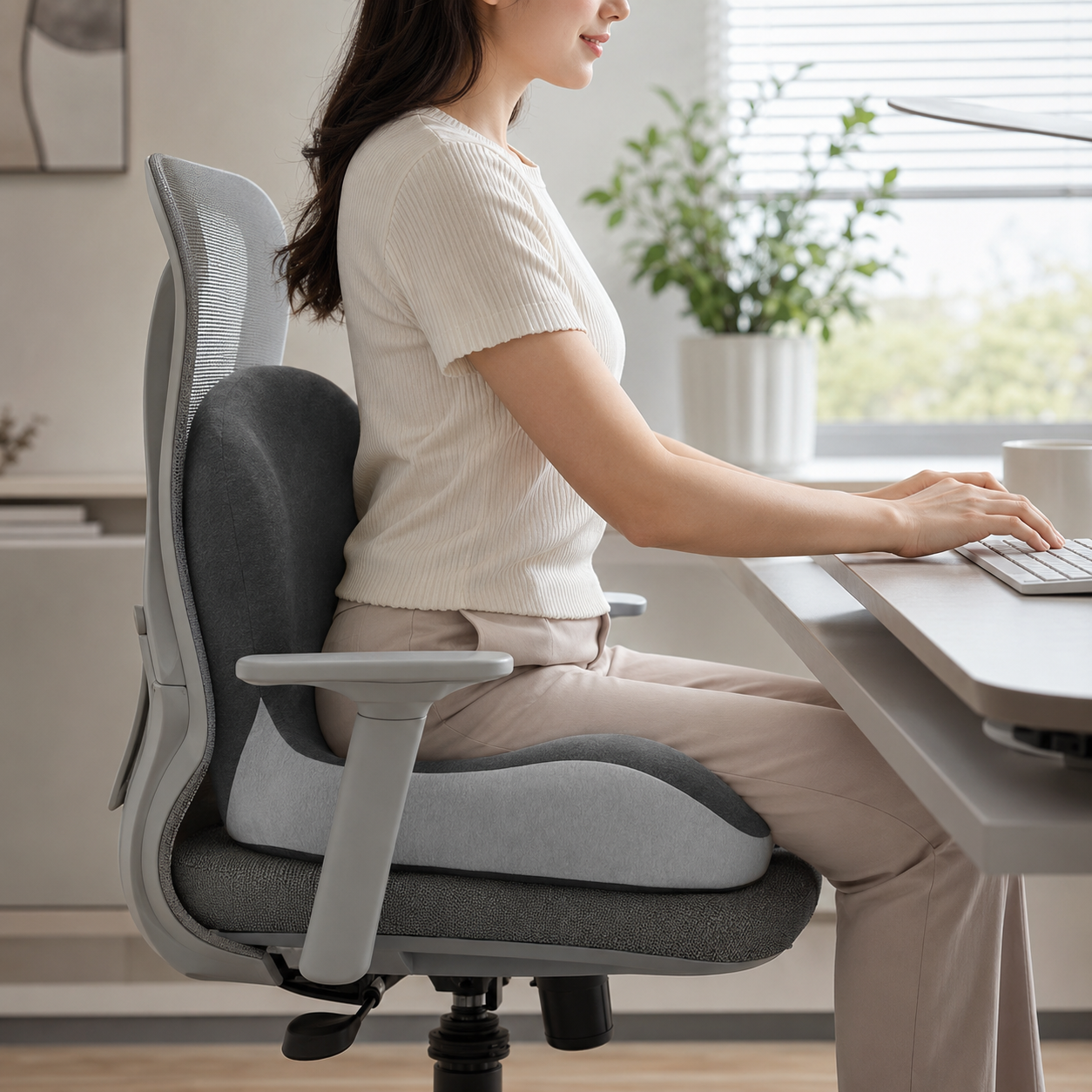 Ergonomic seat and back cushion on office chair