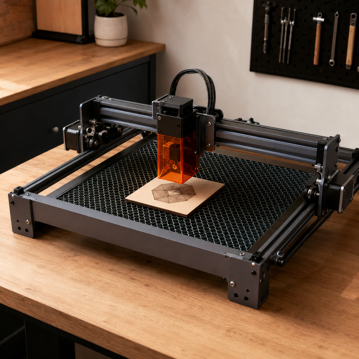 Open-frame laser engraving and cutting machine