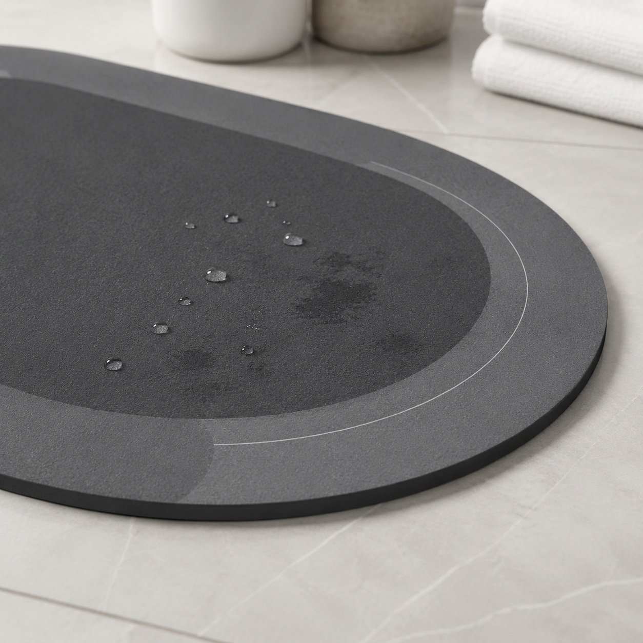 Quick-dry bath mat surface and edge detail