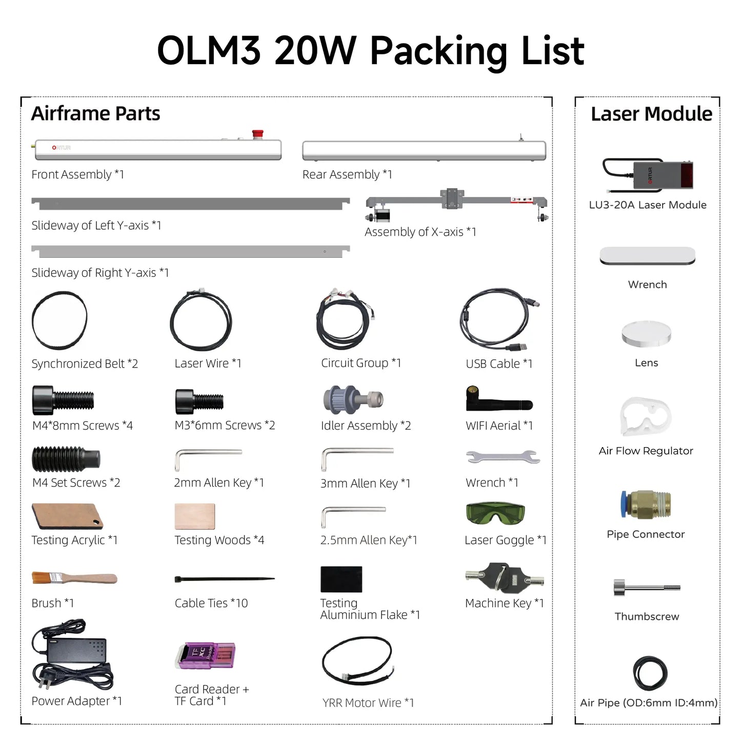 Ortur LM3 Laser Engraving & Cutting Machine 20,000mm/min (40W/20W/10W)