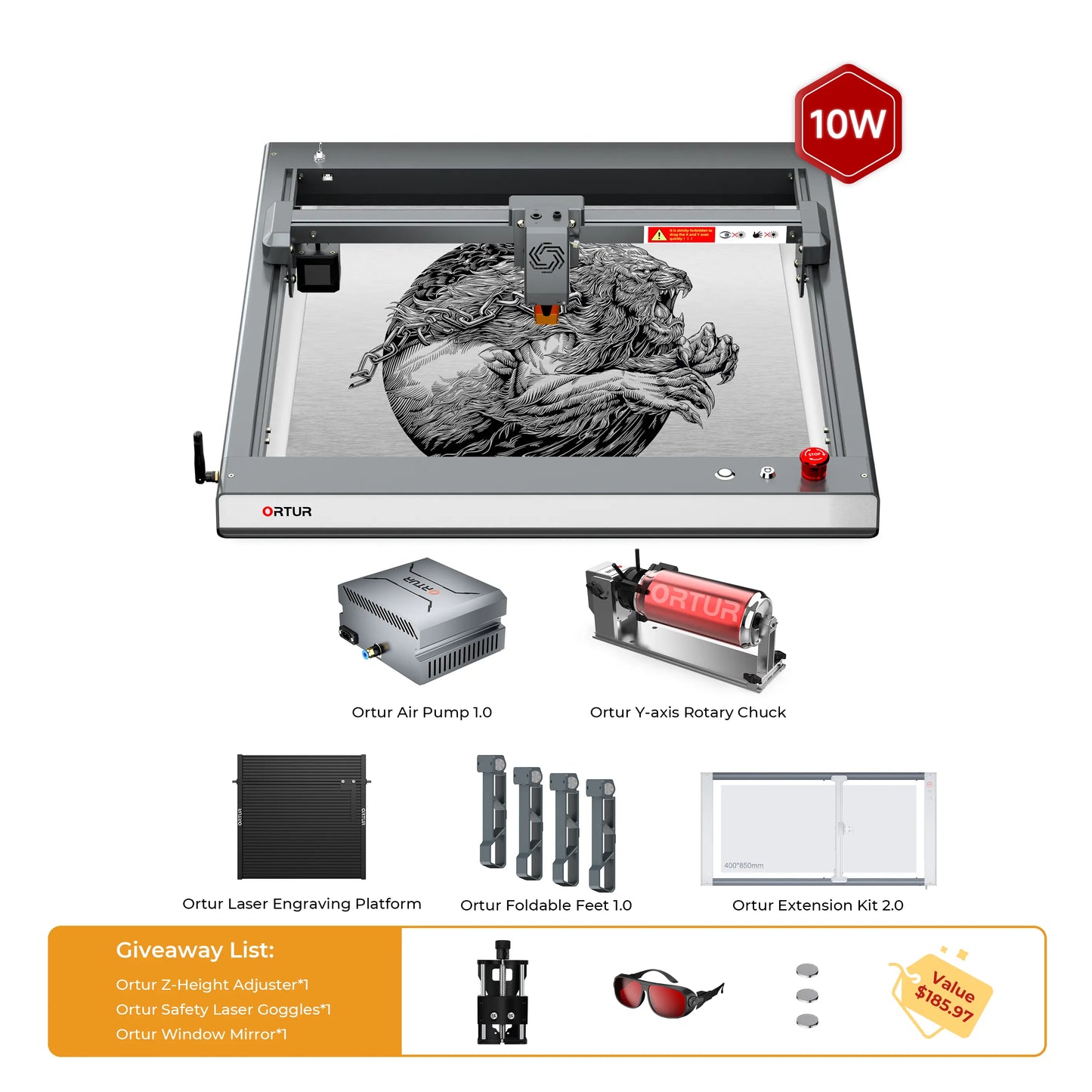 Ortur LM3 Laser Engraving & Cutting Machine 20,000mm/min (40W/20W/10W)