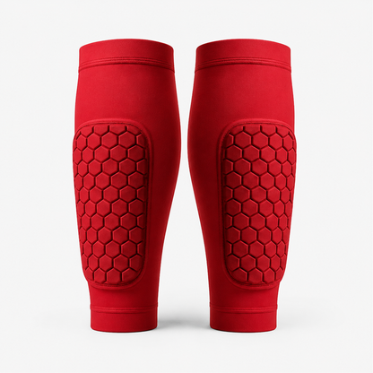 ShinGuardian Elite flexible soccer shin guards — Red