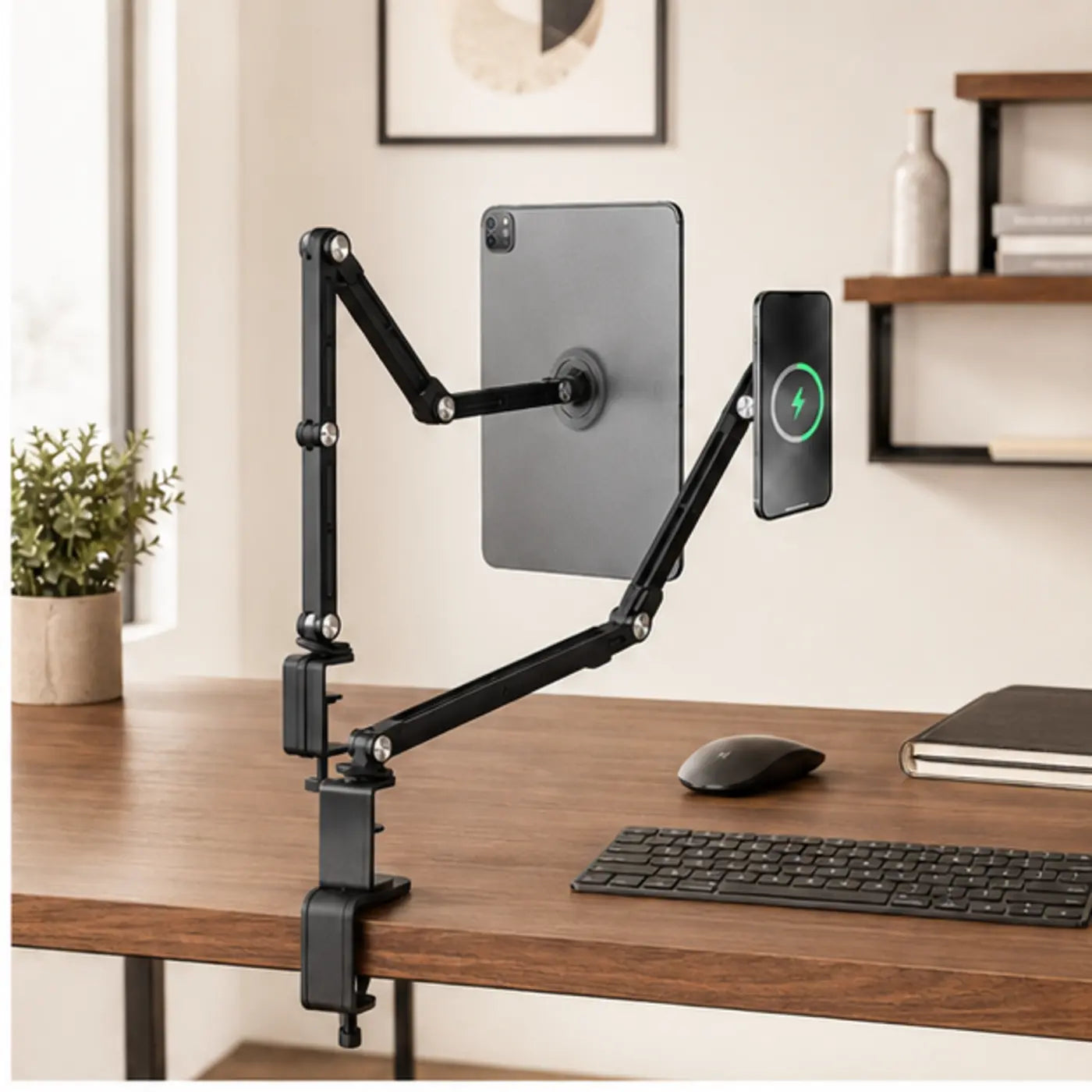 SuperGrip Adjustable Phone & Tablet Desk Mount — Product in use