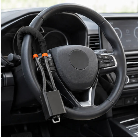 TitanLock Compact Steering Wheel Lock — Product in use