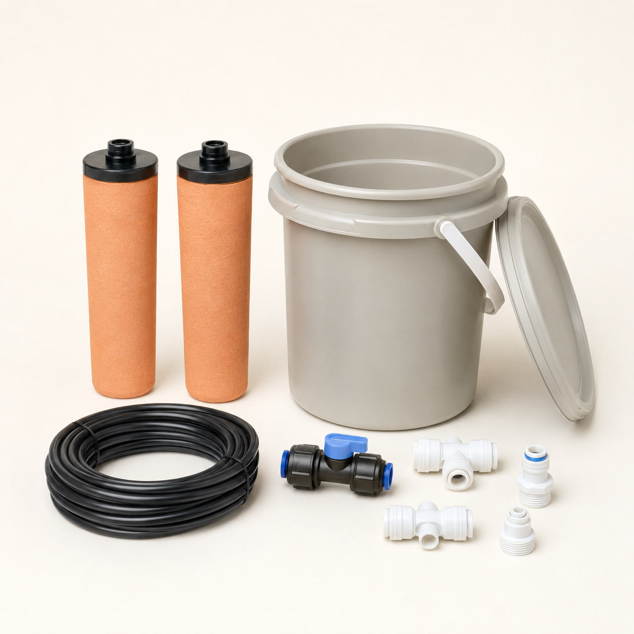 Automatic olla garden watering kit components
